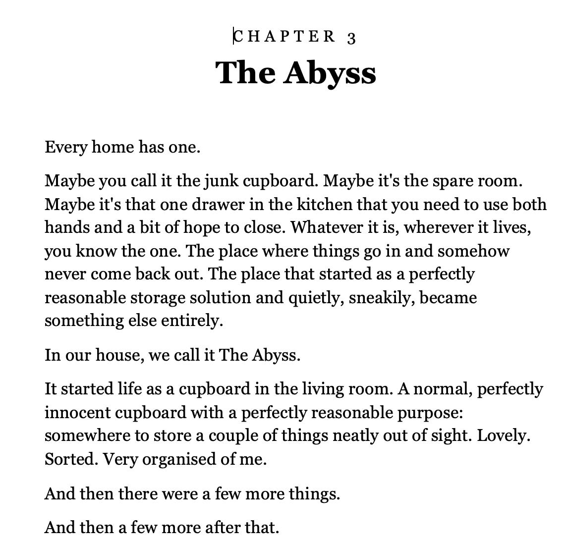 Opening page of Chapter 3, The Abyss